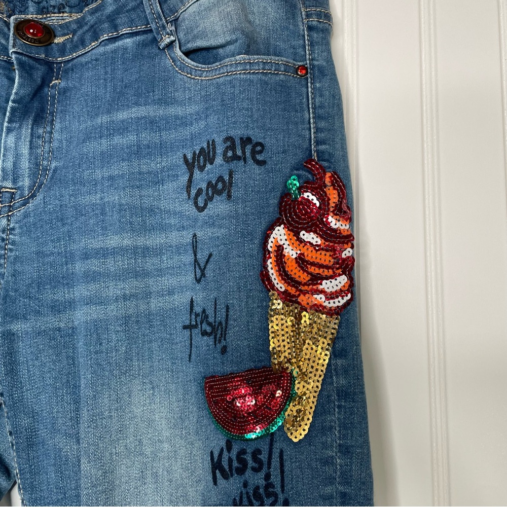 Desigual Embroidered Appliqué Skinny Jeans - Picture 5 of 11